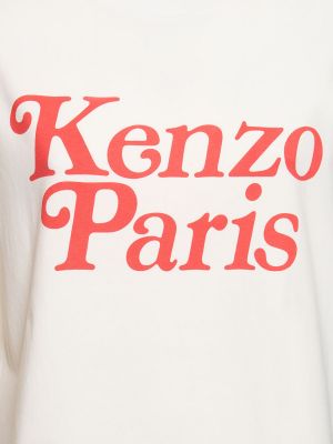 Βαμβακερή μπλούζα σε φαρδιά γραμμή Kenzo Paris λευκό