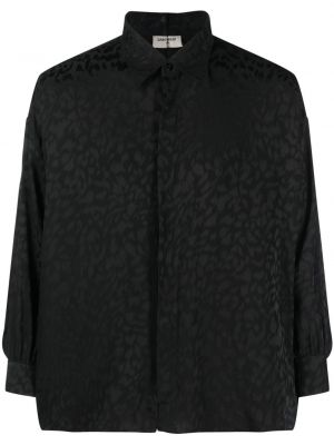 Seiden hemd mit print mit leopardenmuster Saint Laurent schwarz