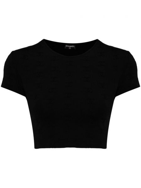 Tričko s výšivkou Chanel Pre-owned černé