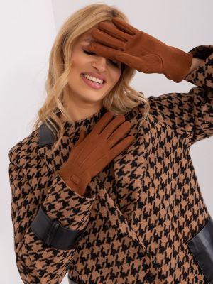 Zateplené rukavice Fashionhunters hnědé