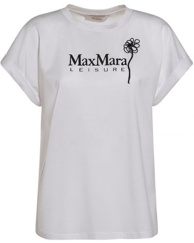Tričko s potiskem jersey Max Mara bílé