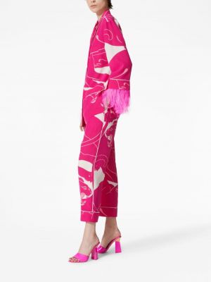 Jedwabne spodnie z nadrukiem Valentino Garavani różowe