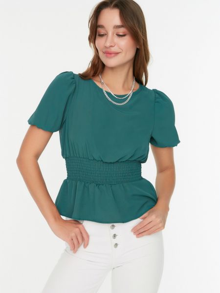 Блуза с къс ръкав Trendyol зелено