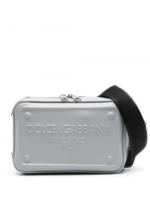 Kožená taška Dolce & Gabbana sivá