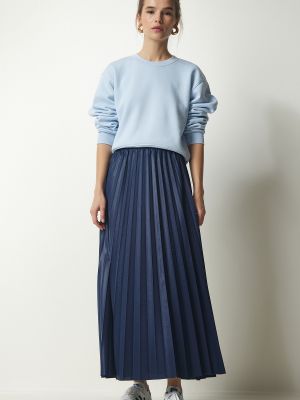 Plisovaná dlhá sukňa Happiness İstanbul modrá