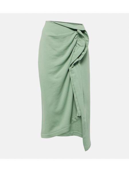Pamučna midi suknja Dries Van Noten zelena