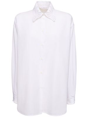 Bílá bavlněná košile s výšivkou Ermanno Scervino