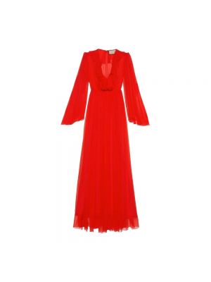 Jedwabna sukienka koktajlowa na zamek na imprezę Gucci - czerwony