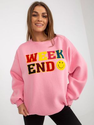 Kapučdžemperis ar uzrakstiem Fashionhunters rozā