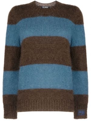 Пуловер на райета с кръгло деколте от мохер Raf Simons