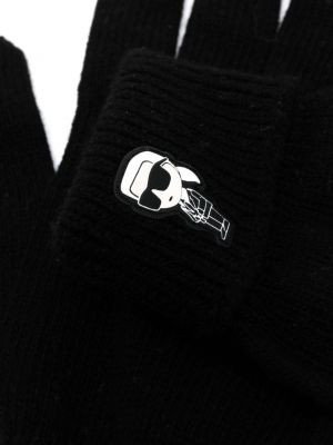 Dzianinowe rękawiczki Karl Lagerfeld czarne