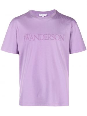 Bavlnené tričko s výšivkou Jw Anderson fialová