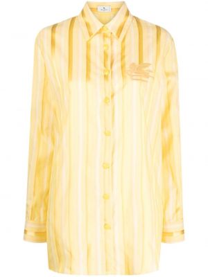 Bavlněná hedvábná košile s knoflíky Etro - žlutá