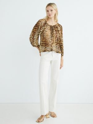 Blusa con estampado con escote pronunciado animal print Marciano By Guess marrón