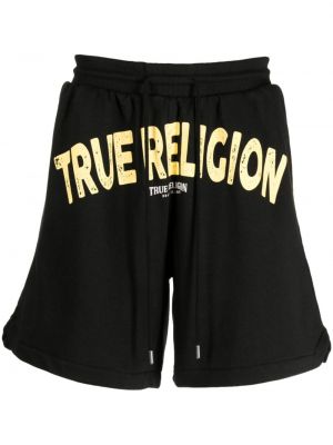 Szorty z nadrukiem True Religion czarne