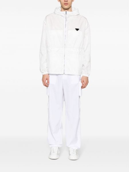 Medvilninės „cargo“ stiliaus kelnės Prada balta