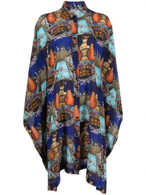 Midi šaty s potiskem Henrik Vibskov modré
