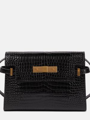 Kožená kožená nákupná taška Saint Laurent čierna