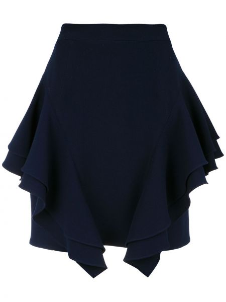 Áčková sukně s vysokým pasem s volány Olympiah - modrá