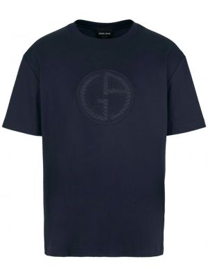 Medvilninis marškinėliai Giorgio Armani mėlyna