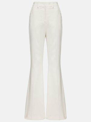 Krepové rovné kalhoty s vysokým pasem Balmain bílé