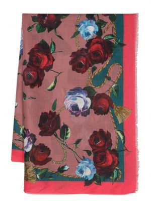 Echarpe à fleurs à imprimé Dolce & Gabbana rose