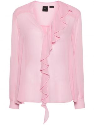 Блуза с волани Pinko розово