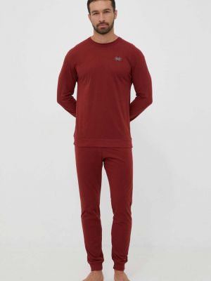 Памучна пижама United Colors Of Benetton винено червено