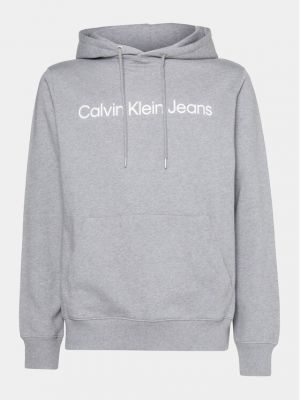 Priliehavá mikina Calvin Klein Jeans sivá