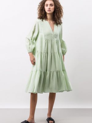 Lněné mini šaty Ivy Oak zelené