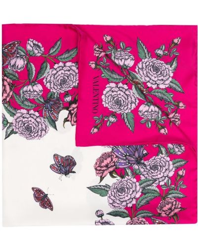 Bufanda de flores con estampado Valentino rosa