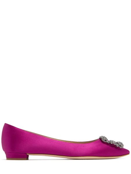 Silke satin ballerinaer Manolo Blahnik pink