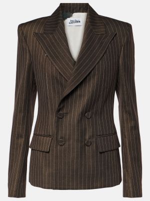 Шерстяной пиджак в полоску Jean Paul Gaultier коричневый