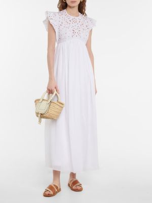 Памучна миди рокля Chloã© бяло
