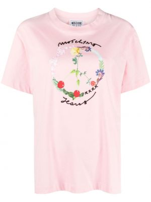 Bavlnené tričko Moschino Jeans ružová