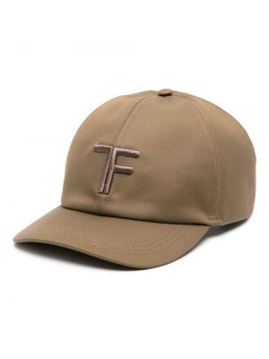 Medvilninis siuvinėtas kepurė su snapeliu Tom Ford ruda