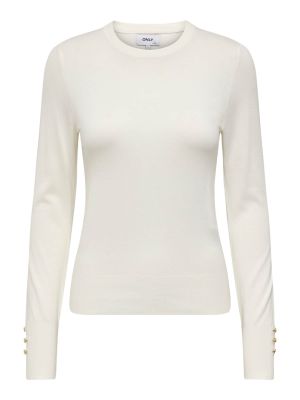Jednofarebný viskózový priliehavý sveter Only - biela
