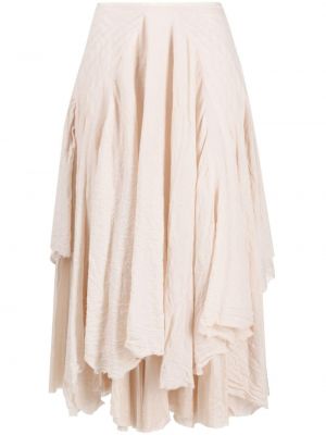 Asymetrické vlněné midi sukně s oděrkami Marc Le Bihan béžové