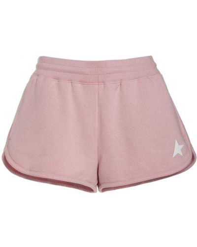 Pantaloni scurți de sport din bumbac cu stele Golden Goose roz