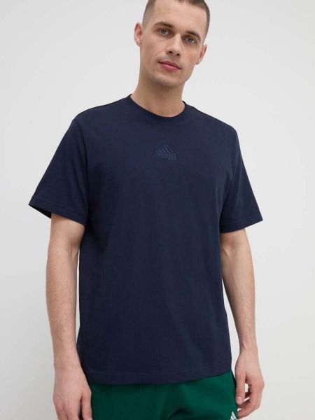 Однотонна бавовняна футболка Adidas синя
