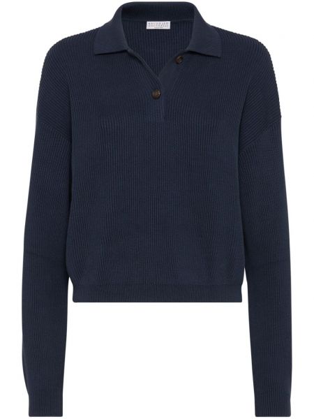 Polo en tricot Brunello Cucinelli bleu