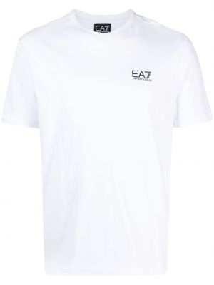 T-shirt di cotone con stampa Ea7 Emporio Armani bianco