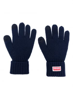 Dzianinowe rękawiczki Kenzo niebieskie