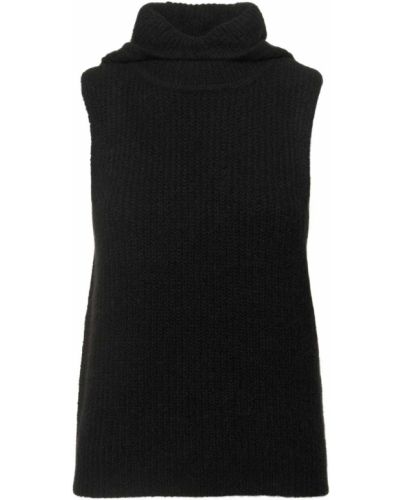 Pletená vesta z alpaky s kapucí The Garment černá