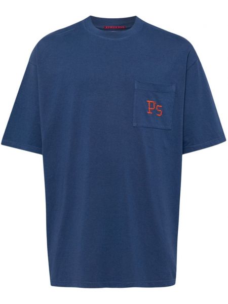 Памучна тениска бродирана President's синьо