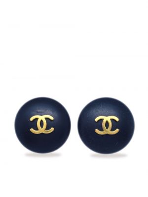 Boucles d'oreilles à boutons Chanel Pre-owned noir