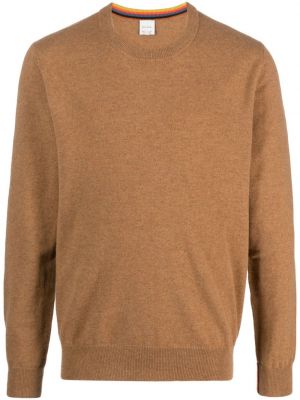 Kašmírový svetr s kulatým výstřihem Paul Smith hnědý