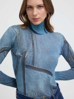 Bavlněný svetr Versace Jeans Couture modrý