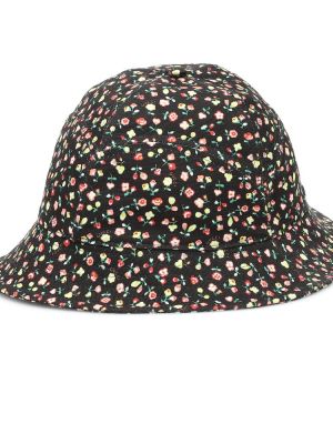 Sombrero de algodón de flores Gucci negro
