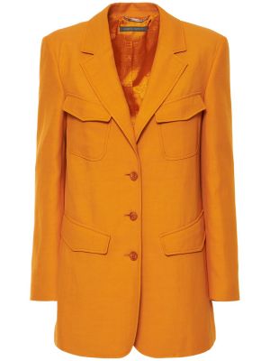 Laneni blazer z žepi Alberta Ferretti oranžna
